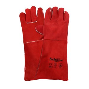 ถุงมือหนังบุเส้นใยกันความร้อน สีแดง 16นิ้ว ไซส์L ชาเก้