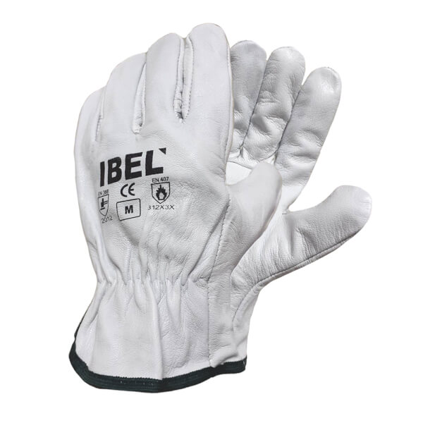 IBEL ถุงมือหนังอาร์กอนหนังแพะ กันความร้อน สีขาว