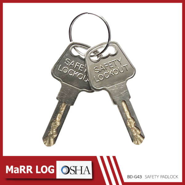 แม่กุญแจนิรภัย ก้านสลิงลวด สีน้ำเงิน Stainless Steel Shackle, Safety Padlock (BD-G43) MaRR LOG - Image 4