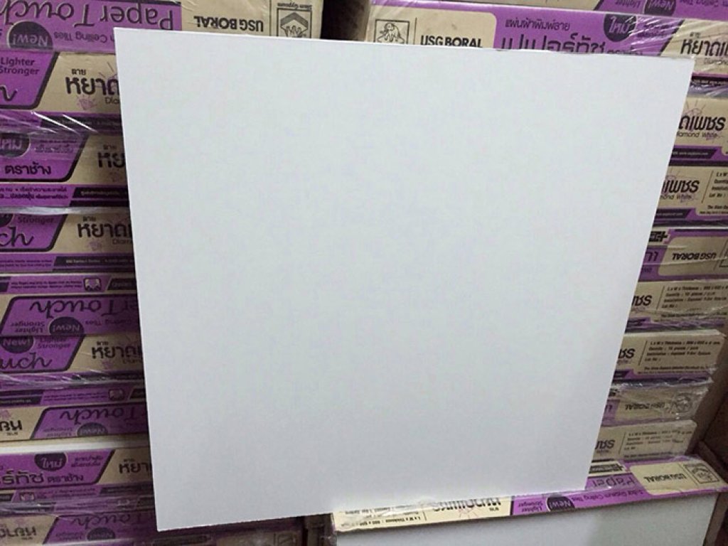 แผ่นฝ้าทีบาร์ เปเปอร์ทัชตราช้าง 600x600x8มม. ลายหยาดเพชร