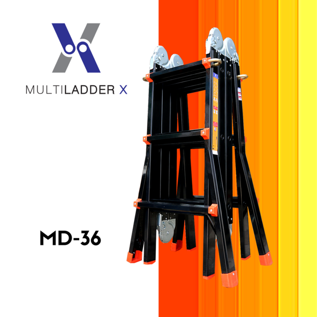 บันไดอลูมิเนียมเอนกประสงค์ 4พับ Advance MD-36 ทรงพาดยาว5ม. ทรงA2.5ม.