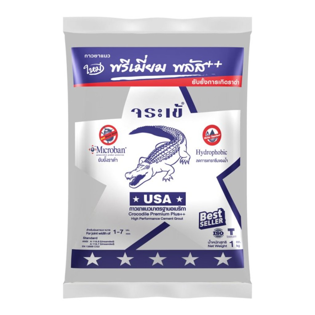 กาวยาแนวจระเข้พรีเมี่ยมพลัส 1 กก. สีเทาประการัง 0771