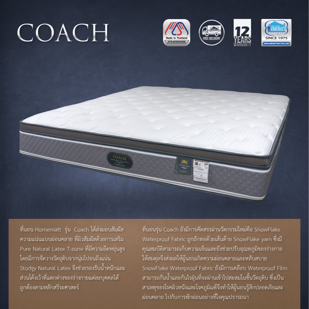 ที่นอน Coach 6 ฟุต