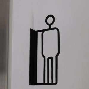 ป้ายห้องน้ำ CNC ชาย/หญิง ทันสมัยสีดำ Toilet เจาะยืดติดผนัง แถมพุก + สกรู I เจาะผนัง