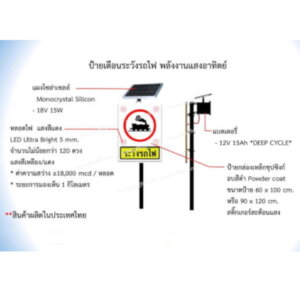 ป้ายเตือนระวังรถไฟ SolarCell 60×60cm.