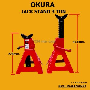 ขาตั้ง ขนาด3ตัน OKURA รุ่นOK-3JS (แบบหนา) Jack Stand 1คู่ สแตนค้ำรถยนต์ ใช้ในงานซ่อมรถ