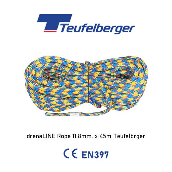 เชือกโรยตัว เชือกปีนเขา เชือกงานต้นไม้ Teufelberger drenaLINE 11.8mm. Rope Lengths 45m.