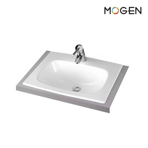 MOGEN MA161 เพียว อ่างล้างหน้า ชนิดฝังบนเคาน์เตอร์ สีขาว