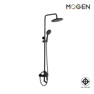 MOGEN MSW482M ชุดฝักบัวเรนชาวเวอร์+ฝักบัวแบบกลม+ก๊อกผสมยืนอาบติดผนัง(สีดำ)
