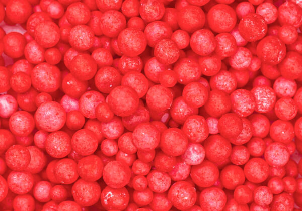 โฟมเม็ดสีพาสเทลแดงธรรมชาติ 100g ขนาด 3-5mm.