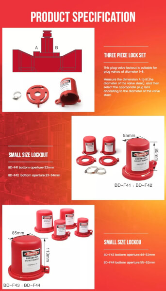 อุปกรณ์ล็อคสำหรับวาล์ว เส้นผ่านศูนย์กลางน็อต 22mm(0.87") Gate Valve Lockout BD-F41 - Image 7