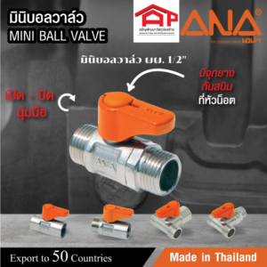 ANA เอน่า มินิบอลวาล์ว NP (ผผ) รุ่นMV110-MM 1/2 นิ้ว เกลียวนอก 2ด้าน