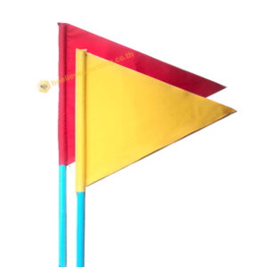 ธงโบกสามเหลี่ยมคู่เหลือง-แดง พร้อมมือจับ