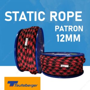 เชือกโรยตัว เชือกกู้ภัย เชือกปีนเขา Patron Static rope Red/Black12mm. 50m.Teufelberger MADE IN AUSTRIA