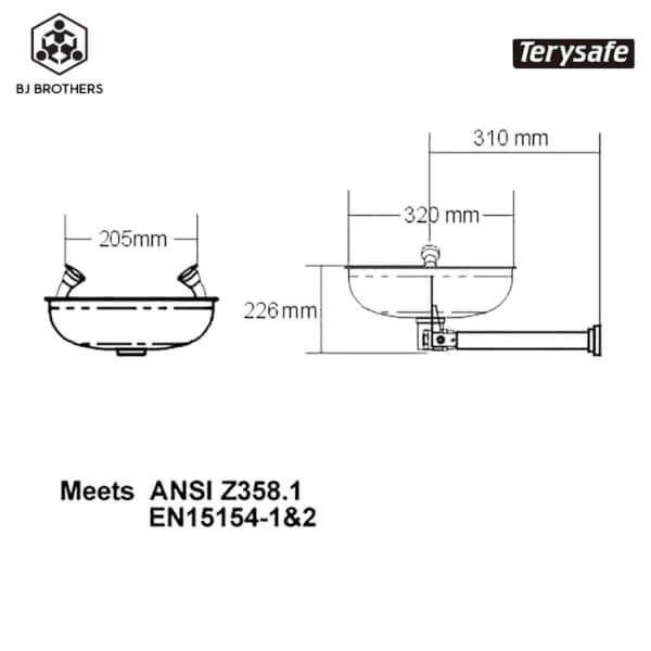 อ่างล้างตาฉุกเฉินติดผนัง สแตนเลส SS-B100 terysafe ผู้นำเข้าตรง - Image 2