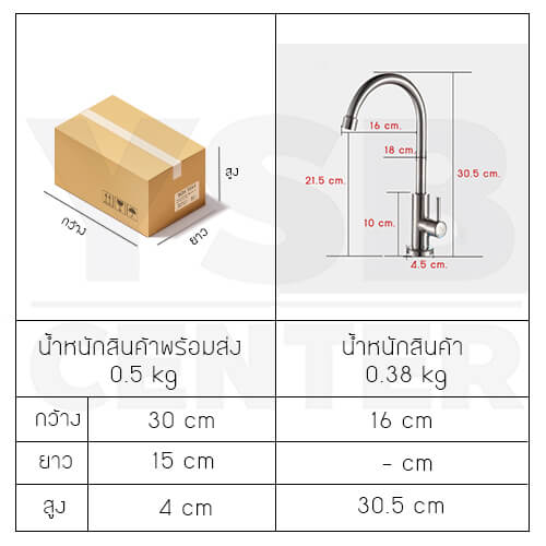 ก๊อกซิงค์ล้างจาน สแตนเลส304 ทรงโค้ง - Image 9