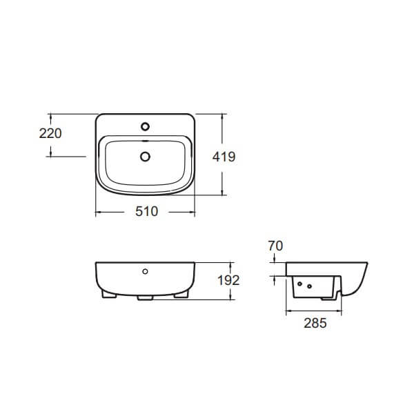 AMERICAN STANDARD TF-0533-WT อ่างล้างหน้าฝังครึ่งเคาน์เตอร์ รุ่น Loven
