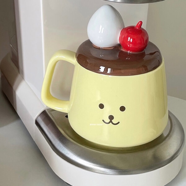 ชุดแก้วเซรามิกน่ารักพร้อมฝา แก้วมัค Pudding พุดดิ้ง - Image 6
