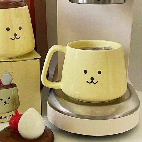 ชุดแก้วเซรามิกน่ารักพร้อมฝา แก้วมัค Pudding พุดดิ้ง - Image 4