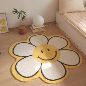 พรมปูพื้น DAISY ดอกไม้น่ารัก ผ้าขนแกะ สบายและไม่ลื่น 60x60ซม.