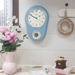 นาฬิกาแขวนผนัง สไตล์เกาหลี Pastel Vintage สีฟ้า