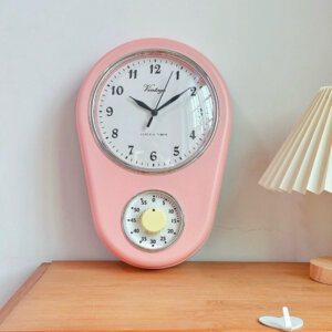นาฬิกาแขวนผนัง สไตล์เกาหลี Pastel Vintage สีชมพู