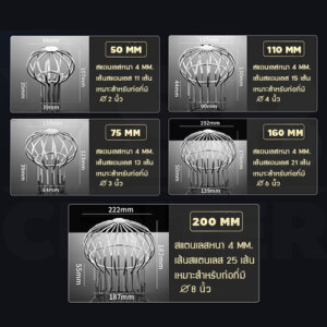 ตะแกรงระบายน้ำ สแตนเลส 304 ลายเส้นหนาทรงโดม