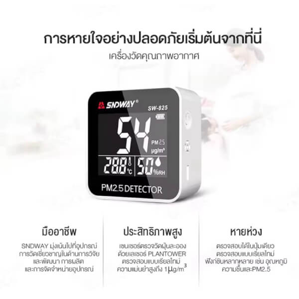 เครื่องวัดค่าฝุ่น SNDWAY รุ่น SW-825 PM2.5 DETECTOR - Image 2