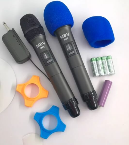 ชุดเครื่องเสียง ตู้ลำโพง1คู่+เพาเวอร์มิก+ไมโครโฟนไร้สาย set M40DM122M77 ฟรีสายต่อลำโพง - Image 8