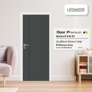 Leowwod ประตูไม้ Series 6 ลาย 61 ( Platinum Grey ลาย01 (80) )