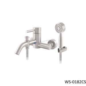 ก๊อกผสมลงอ่างอาบน้ำสแตนเลส พร้อมฝักบัวมือถือ รุ่นเจ้าพระยา WS-0182CS