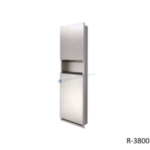 ตู้ใส่กระดาษเช็ดมือพร้อมถังขยะ แบบฝังผนัง ผิวแฮร์ไลน์ R-3800