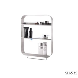 ชั้นวางของในห้องน้ำสแตนเลส 3 ชั้น ผิวแฮร์ไลน์ SH-535