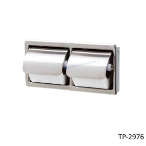 ที่ใส่กระดาษทิชชู่คู่สแตนเลสแนวนอน มีฝาปิด (แบบฝังผนัง) ผิวเงา TP-2976
