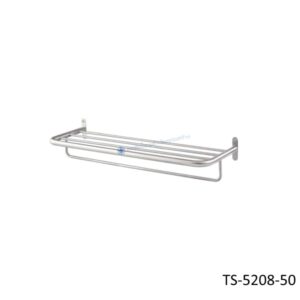 ชั้นวางผ้าในห้องน้ำสแตนเลส พร้อมราวแขวนผ้า ผิวแฮร์ไลน์ TS-5208-50