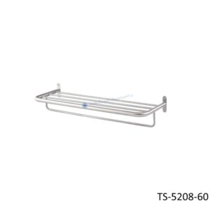 ชั้นวางผ้าในห้องน้ำสแตนเลส พร้อมราวแขวนผ้า ผิวแฮร์ไลน์ TS-5208-60