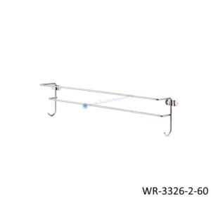 ราวแขวนอุปกรณ์สแตนเลส 2 ชั้น พร้อมขอแขวนหัวท้าย ขนาด 60 ซม. WR-3326-2-60