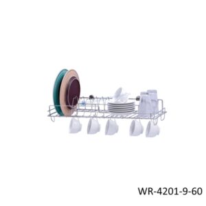 ที่คว่ำจานสแตนเลส พร้อมขอแขวน แบบติดผนัง ขนาด 60 ซม. WR-4201-9-60