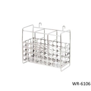 ที่ใส่ช้อนส้อมสแตนเลส 3 ช่อง มีขอเกี่ยว ทรงเหลี่ยม WR-6106