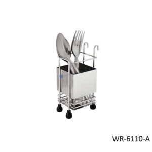 ที่ใส่ช้อนส้อมสแตนเลส มีขอเกี่ยว ทรงเหลี่ยม WR-6110-A