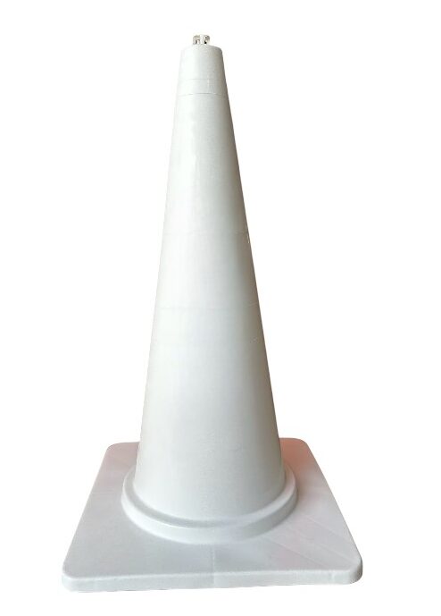 กรวยจราจร สีขาว EVA 80 cm. แถบสะท้อนแสง 2 แถบ