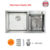 DURAFORM อ่างล้างจานสแตนเลส304 2หลุม รุ่นCubic800R 80x45x21ซม.