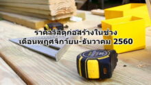 ราคาวัสดุก่อสร้างในช่วงเดือนพฤศจิกายน-ธันวาคม 2560